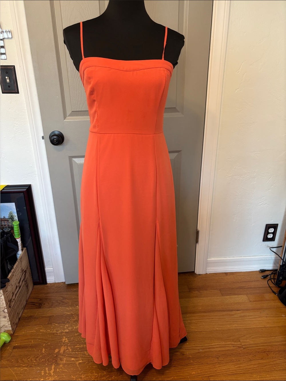 Abercrombie & Fitch Coral Maxi Dress with Spaghetti Straps